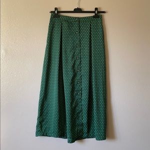 Polka dot green midi skirt